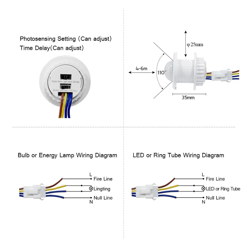 Auto ON/OFF PIR Motion Sensor Light Switch 110V-220V IR Infrared Induction Detector For Fan,LED Bulb,Ceiling,Fluorescent Lamp
