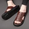 Summer New Shoes for Men Genuine Leather Men Sandals Crocodile Print Casual Slipper Air Cushion Flip Flops Cool Beach Shoes Man
