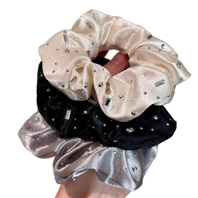 Luxurious Korean-Style Rhinestone Hair Tie with Imitation Silk Ribbon, Starry Headband, and Hair Bun Accessory