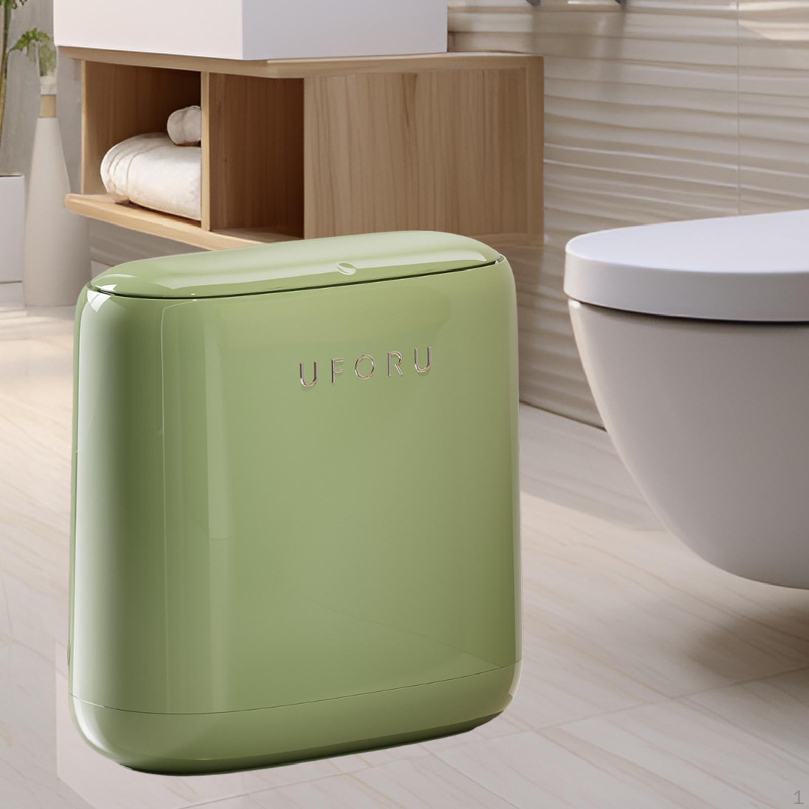 

Bathroom Small Trash Can with Lid Garbage Bin Press Top 12L Waste Basket for Household зелений