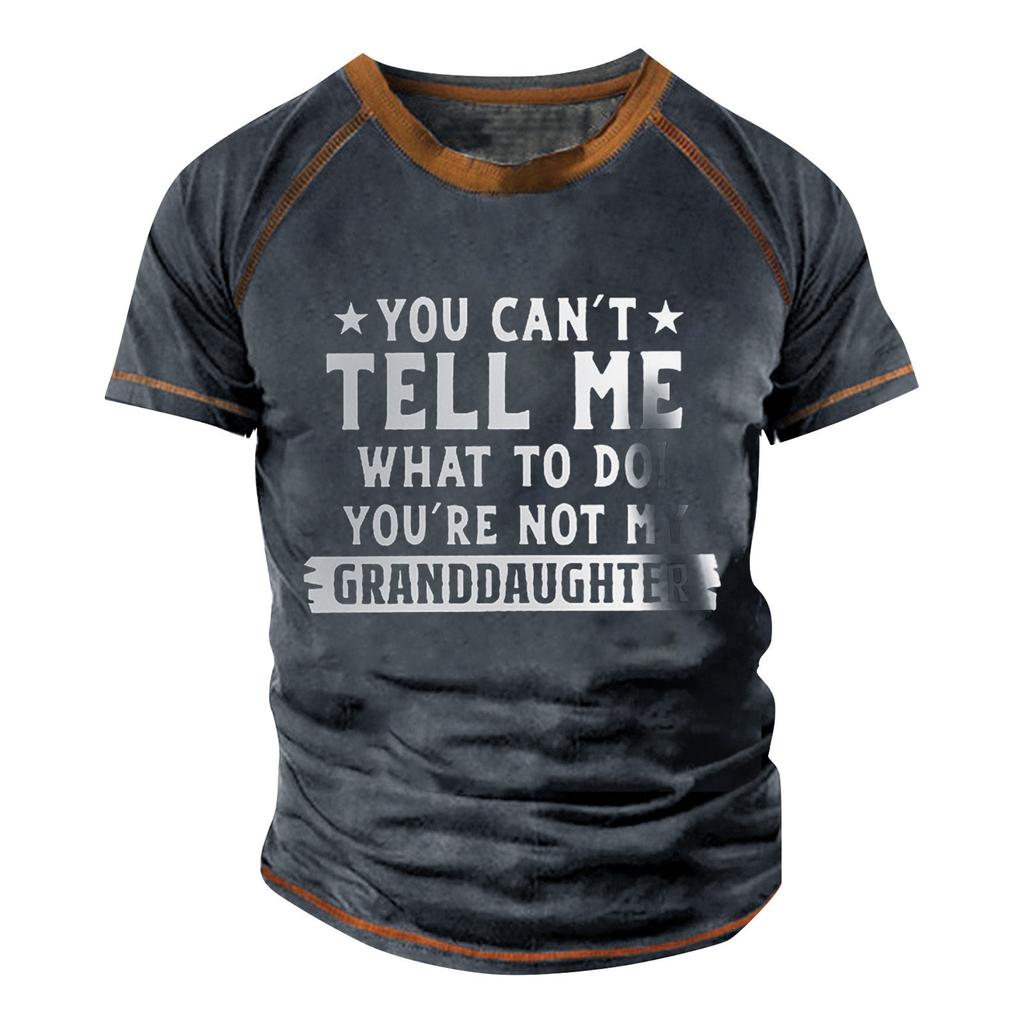 Men's Raglan T-shirt Retro Short Sleeve Round Neck Letter Printing Tops