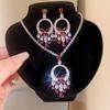 Exquisite French Zircon Flower Jewelry Set: Court-Style Clavicle Necklace & Pendant Earrings