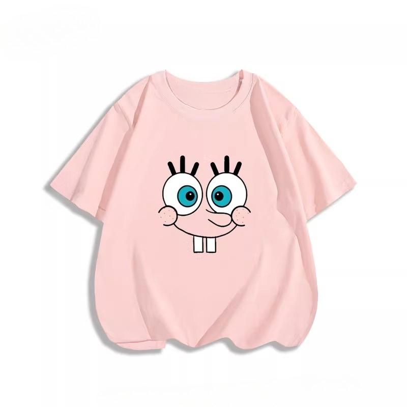 Potdemiel Summer SpongeBob SquarePants Pure Polyester Children's T-Shirt, Comfortable and Breathable, Suitable for Boys and Girls.