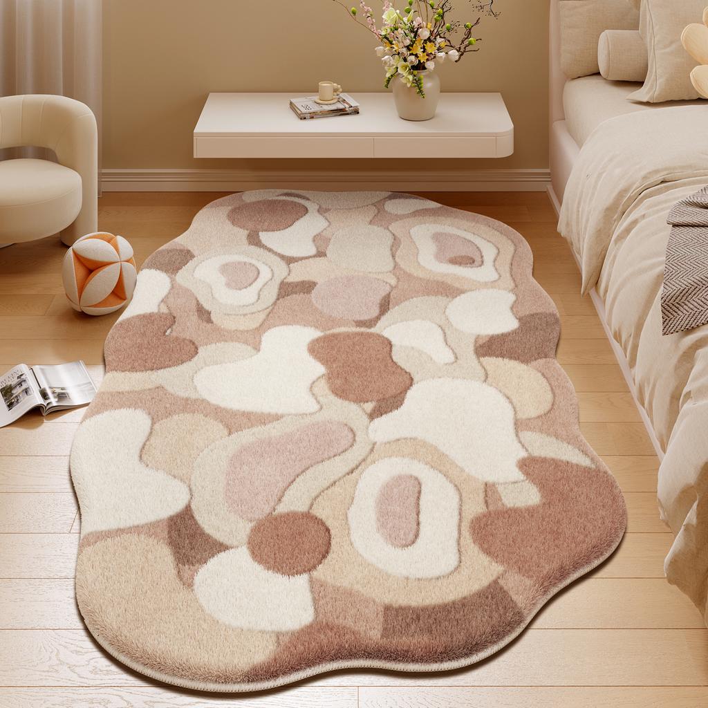 Irregular Shapes Living Room Decoration Carpet Dopamine Rugs for Bedroom Thick Plush Bedside Floor Mat Fluffy Soft Cloakroom Rug