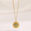 Vintage Bohemian Personality Fashion Women's Green Dongling Inlaid Necklace Furnace Vacuum Gold Plated Jewelry Spot