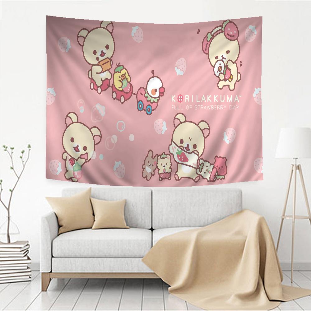 K-Kilakkuma Japanese Cartoon Printed Large Wall Tapestry Cheap Hippie Wall Hanging Bohemian Wall Tapestries Mandala Home Decor