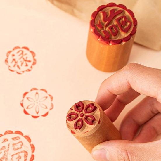 Tampon à biscuits réutilisable en bois pour décoration de gâteaux chinois