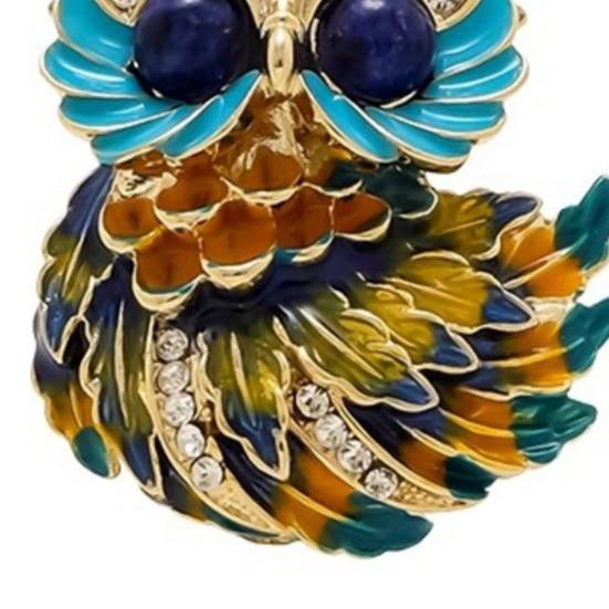 Women Brooch Enamel Colored Painting Owl Design Lapel Pin Smooth Edges Scarf Badge Clothing Bags Accessories