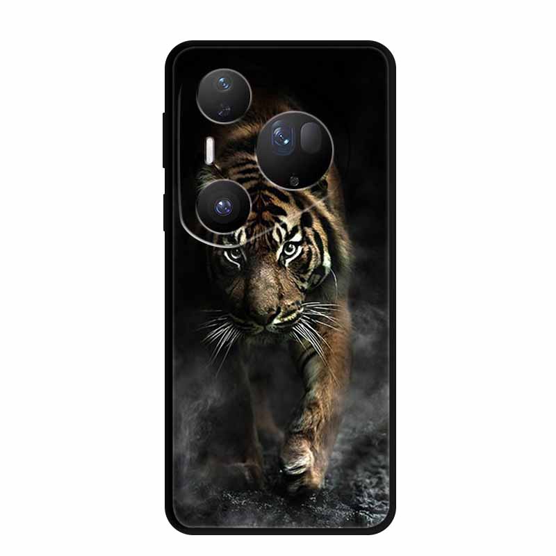 For Huawei Pura 80 Ultra 5G Case Wolf Tiger Lion Cat Black Silicone Soft Phone Case For Huawei Pura80 Ultra Back Cover Case Para