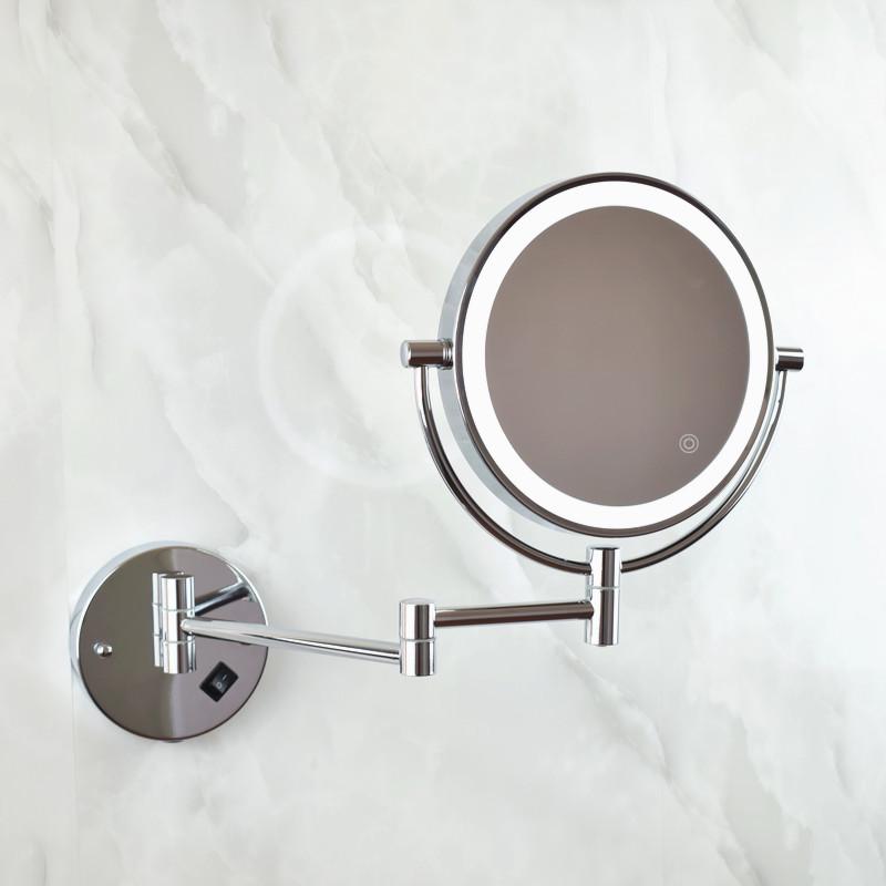 Wall-Mounted LED Double-Sided Bathroom Makeup Mirror with Light and Magnifying Function