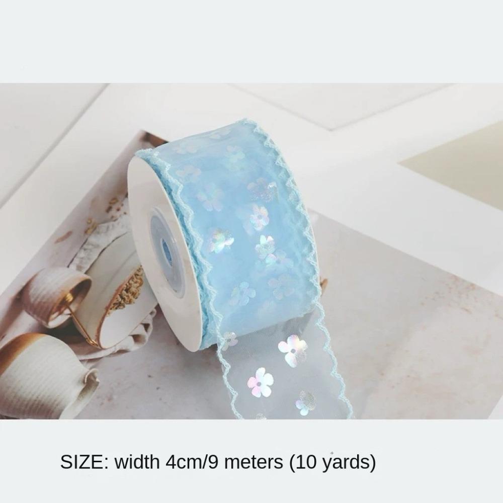 

4cm Chiffon Ribbon Gift Wrapping Bouquets DIY Decor New Gifts Packaging Material синій