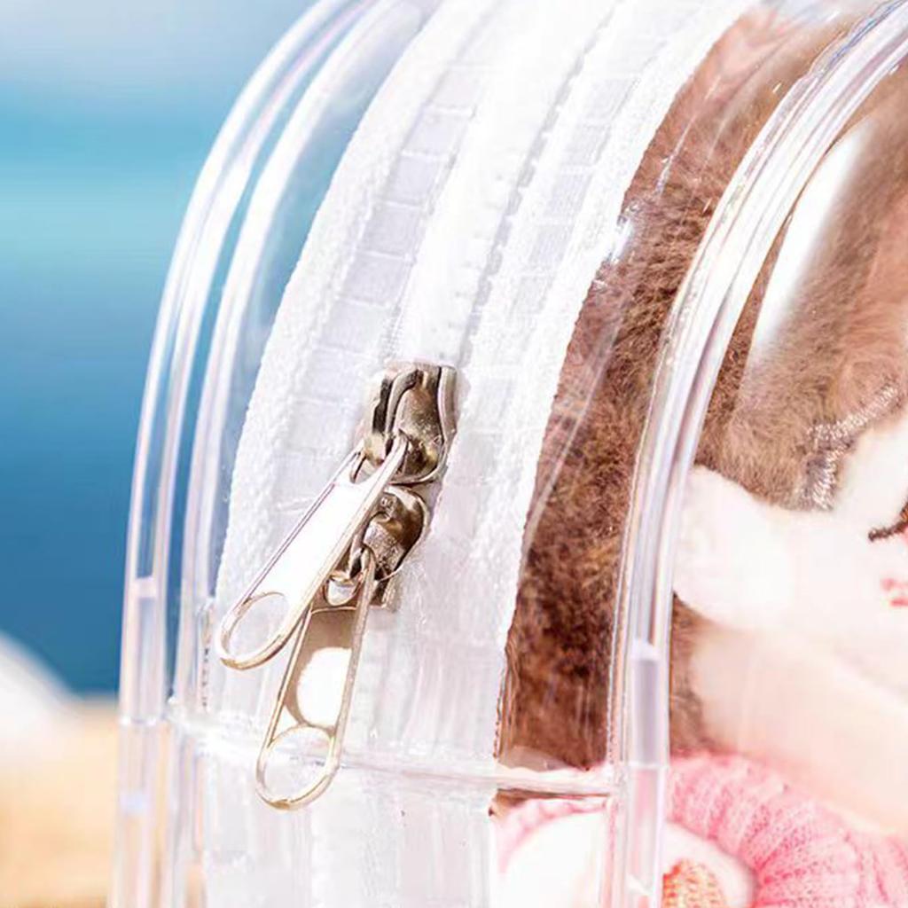 Siawadeky Ita-väska (Oshi-väska), Stor storlek (23 cm hög), Helt transparent, dubbel dragkedja-påse för gosedjur, Vattentät och dammtät genomskinlig påse, Stor