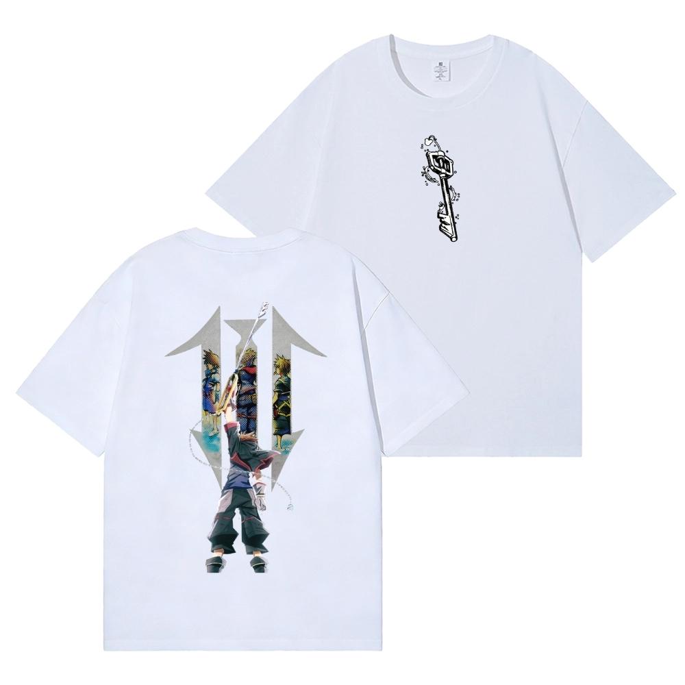 Kingdom Hearts Back Art Cotton Print Tee Highquality Streetwear Unisexs Clothing and Womens 2026 Summer Cotton Printed T Shirt