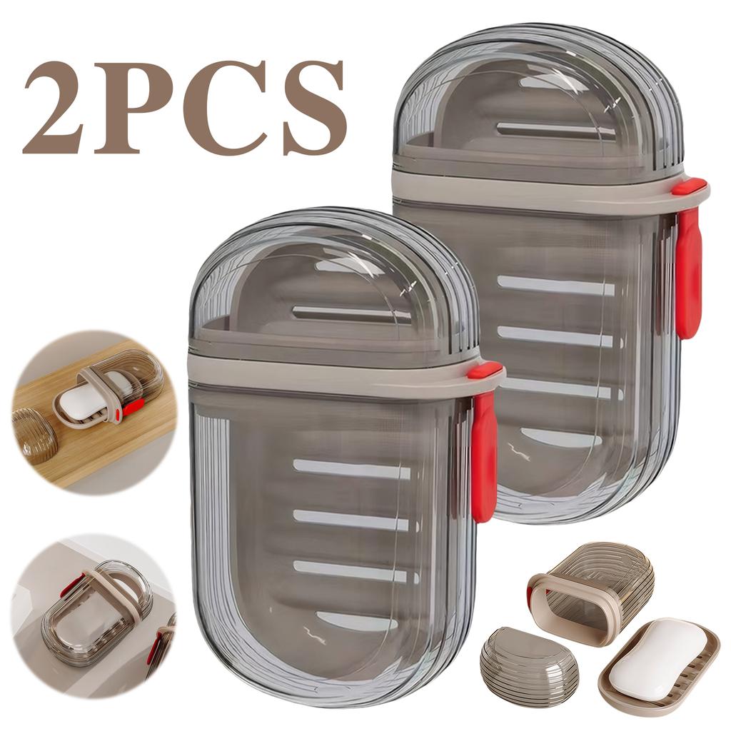 2Pcs Portable Soap Tray Leakproof Transparent Soap Case Anti-Slip Plastic Sealing Soap Box Bathroom Camping Traveling Supplies