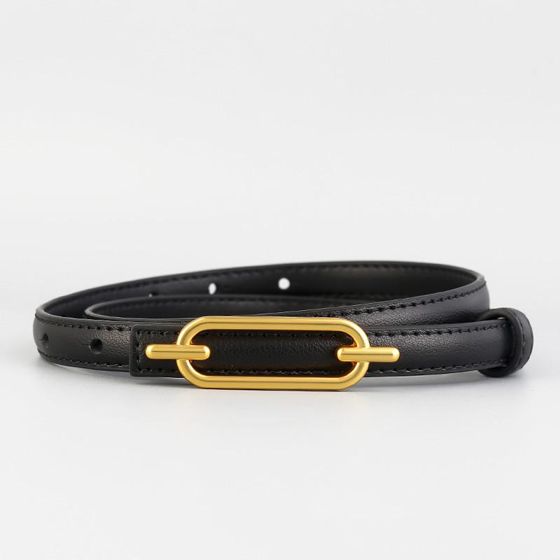 

Classic Leather Belt For Women With Alloy Buckle Perfect For Casual And Office Wear чёрный
