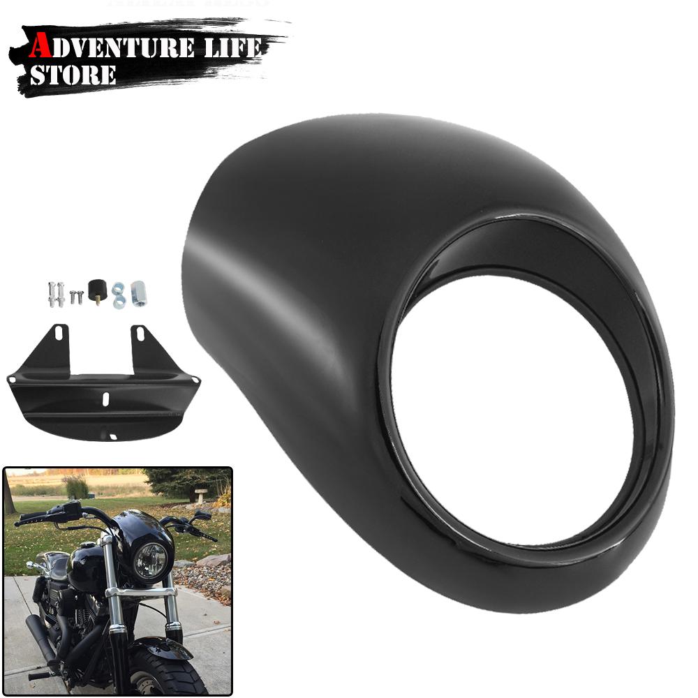 For Harley Sportster Dyna XL 883 XL 1200 Motorcycle Head light Mask Headlight Fairing Front Cowl Fork Mount XL883 XL1200 Matt