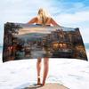 Beautiful Oil Painting Printing Series Seaside Vacation Beach Towel Swimming Bath Towel Sports Towel
