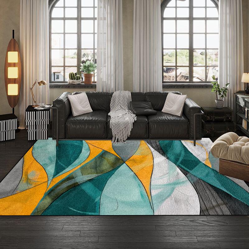European Abstract Geometry Living Room Large Carpet Bedroom Non-slip Sofa Soft Rugs 140x200 Washable Leisure Balcony Foot Mats
