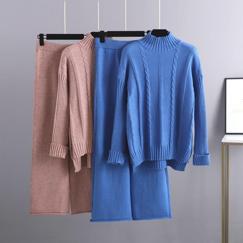 HS0353 Autumn and winter new sweater harem pants suit casual sweater pullover two-piece set