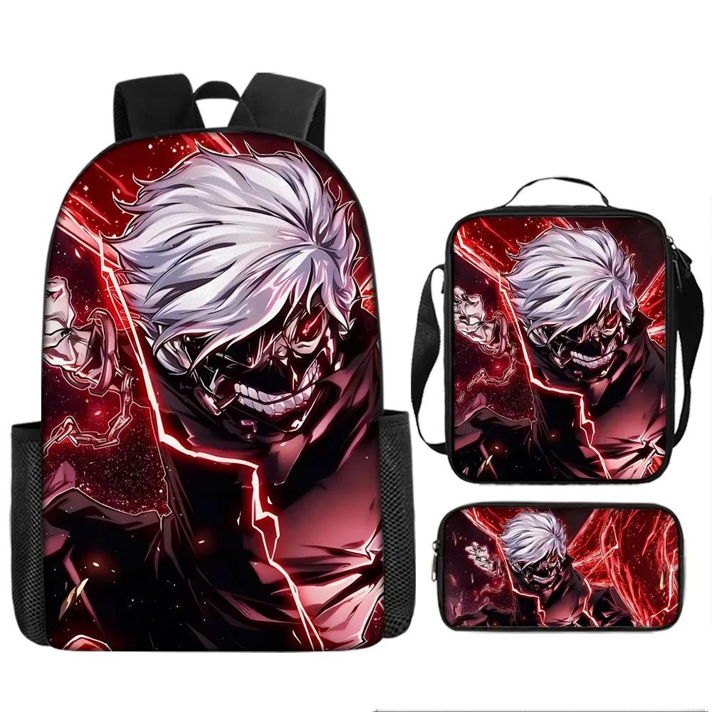 Tokyo Ghoul 3pcs Set Backpack Schoolbag with Shoulder Bag Pencil Case Set Gift for Kids Students