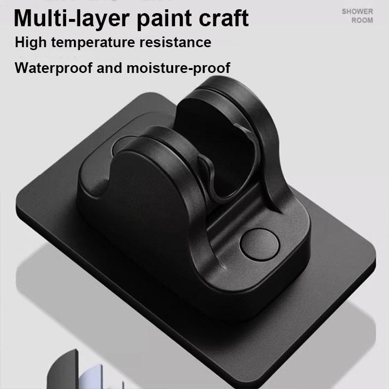 Black/Silver No Drill Showerhead Bracket Universal Shower Head Holder Adjustable Wall Mounted Holder for Bathroom Accessories