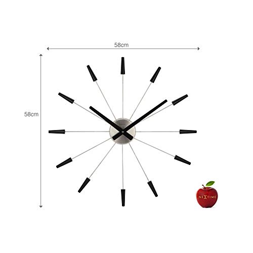 NeXtime wall clock "PLUG INN", very quiet, black, stainless steel, ø58 cm