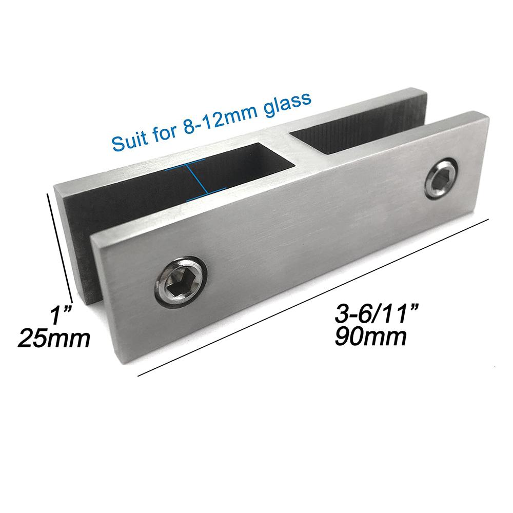 Marine Grade Railing Wall to Glass Clamp, Stainless Steel 316 Glass Bracket, Satin Finish Railing Glass Clamp Bracket for Fence