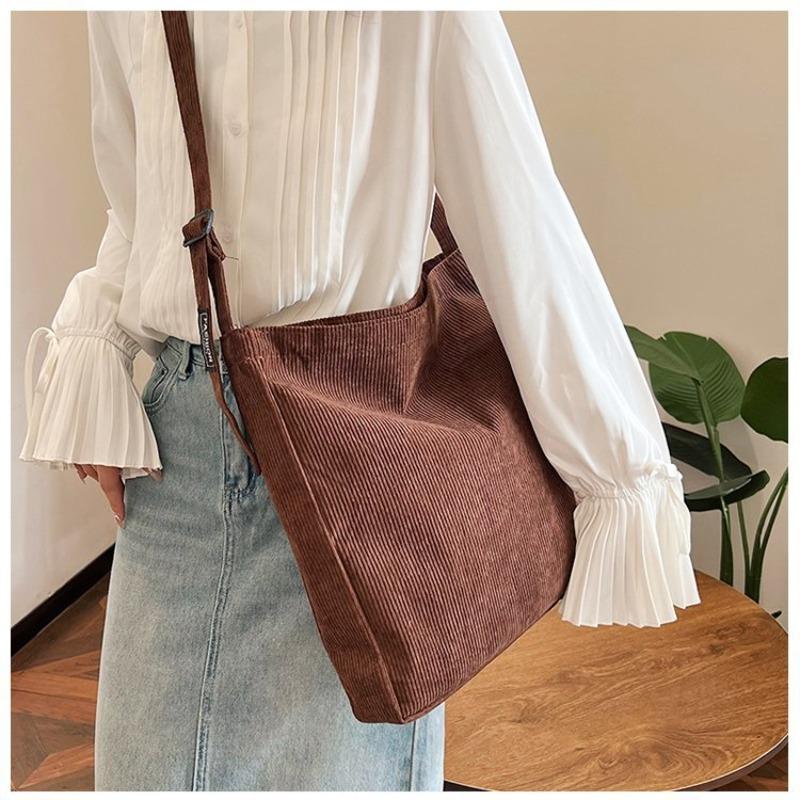 

Tuition bag Canvas bag Women s shoulder bag Large capacity cloth bag Literary hand carry tote bag Simple corduroy bag width 35 height 37 bottom thickness 7cm коричневый