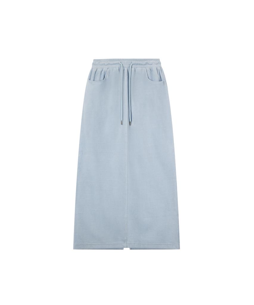 REST&RECREATION Velvet Maxi Skirt - Sky Blue