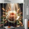 Bathroom Using Sunshine Flower 3D Shower Curtain, Luxury Bathtub Standard Shower Curtain, Waterproof and Bright Fabric Shower Cu