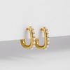 Dainty Gold Plated U Shape Ear Buckle Small Hoop Earrings for Women Girls Imitation Pearls Tiny Huggie Hoops Fashion Jewelry