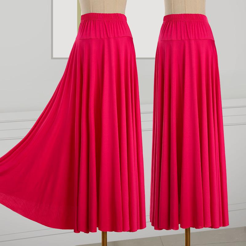 2025 Nová jednobarevná sukně na square dance a sálový tanec s velkým rozsahem