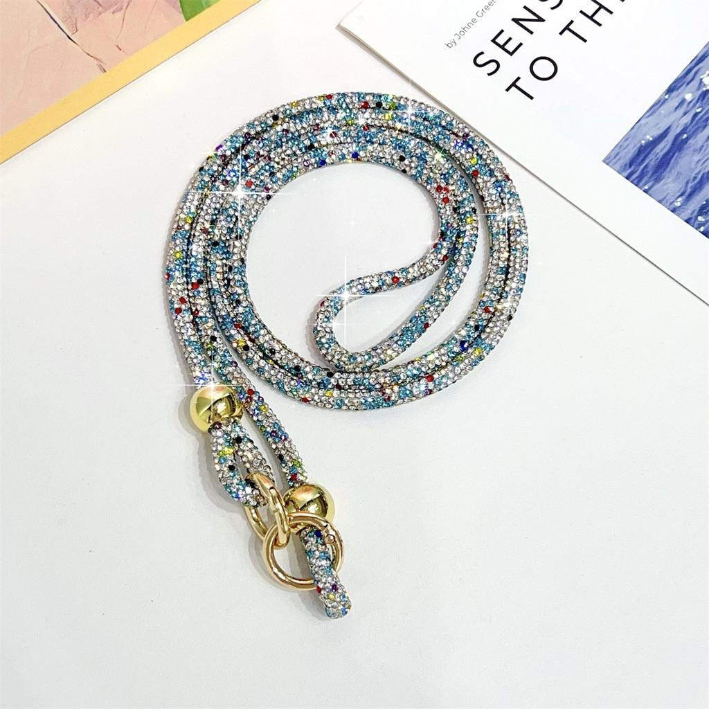 Pvc Phone Lanyard With Full Rhinestone Water Dazzling Crystal Beads For Women And Men