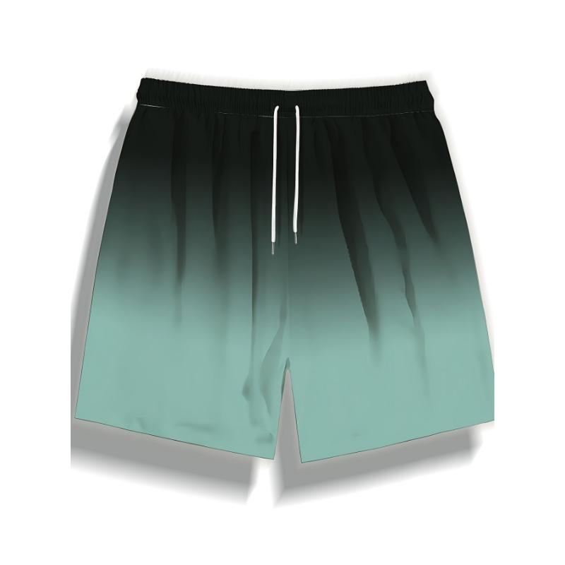 Gradient print men's casual fashion sports shorts loose and comfortable gym men's swimwear beach shorts