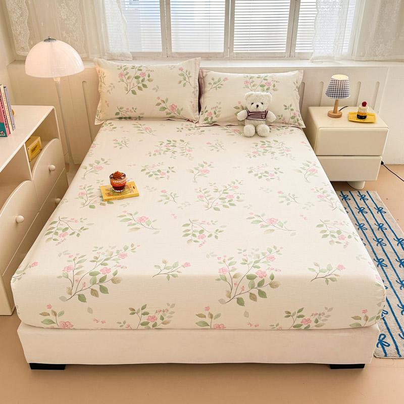 Square Geometric Cotton Fitted Sheet Set Grey and Orange Geometric Lines Bed Cover Adult Single 3pcs Bedding Deep Pocket Design