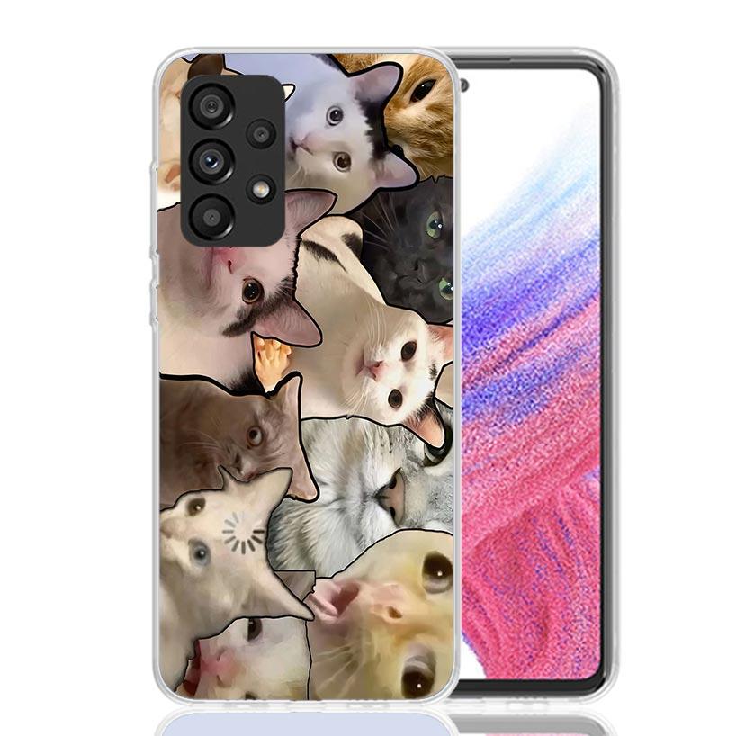 Crying Cat Memes Phone Case For Samsung Galaxy A52 A32 A22 A12 A02S A50S A30S A51 A31 AA71 Note 20 Ultra 10 S10 Plus Galaxy A52