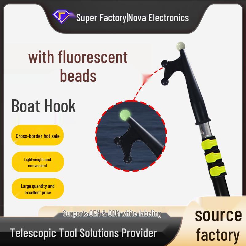 Cross-Border Fluorescent Boat Hook - Life Raft, Retrieval, & Tow Hook Compatible with Telescopic Pole чёрный