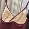 Autumn Women's French Satin V-Neck Camisole with Chest Pad