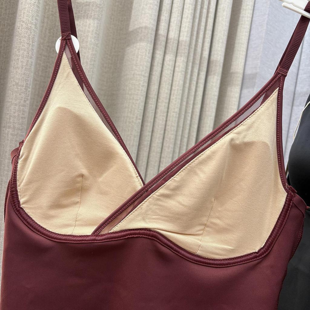 Autumn Women's French Satin V-Neck Camisole with Chest Pad