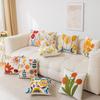 Pillowcase Floral Embroidery Cushion Case Features Vibrant Flower Patterns For Living Room Or Bedroom Decoration