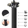 Zipper Cable Sleeve Elastic Zipper Wire Organizer 4X Black Cord Management Cover Cable Protector Sleeve For Home Work Study