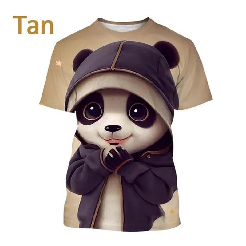 Summer Cute Panda 3D Printed Casual Short Sleeve T-Shirts Women’s