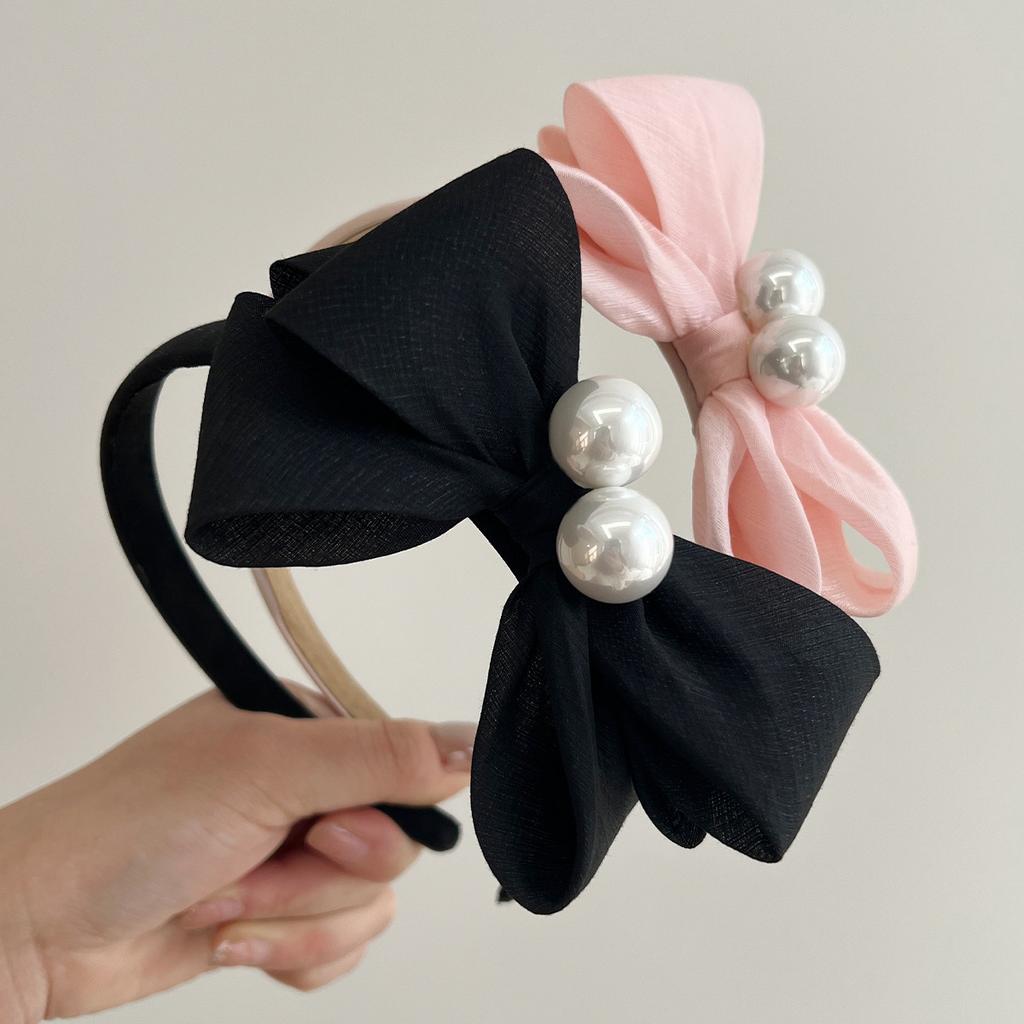 Spring Colorful Silk Bow Pearl Hairband Headband Adult Hair Accessories Hair Jewley