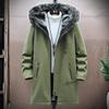 Cappotto da Uomo Invernale Foderato in Pile con Cappuccio Lunghezza Media in Cotone Stampato - Giacca Casual Trendy e Calda