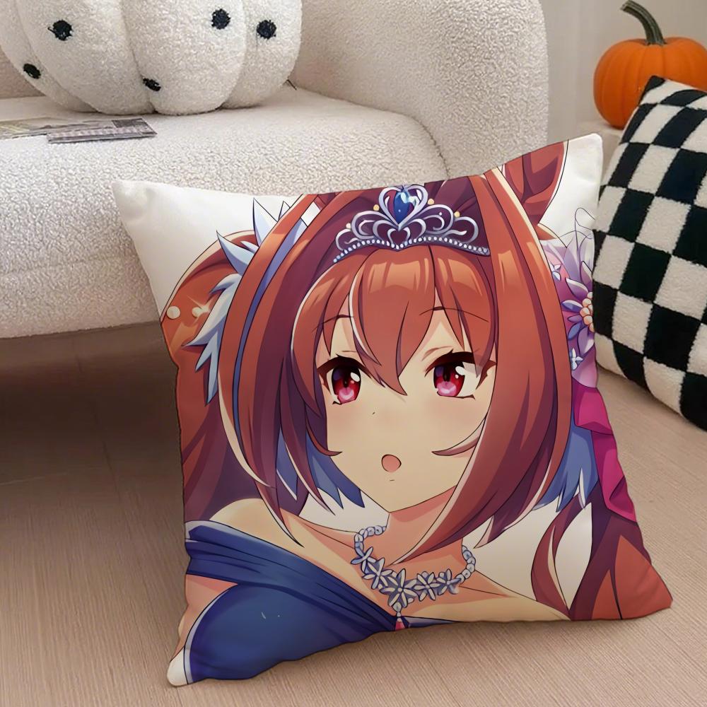 Cheerful Anime UUmamusume Pretty Derby Cushion Cover Throw Pillow Cover Hidden Button Durable Polyester Chair Cushion