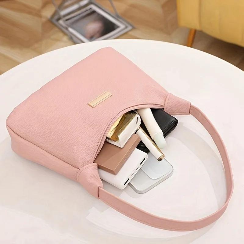 Solid Color Simple and Versatile Underarm Bag, Fashiable Women's Leather Shoulder Bags, Suitable for Commuting Banquets