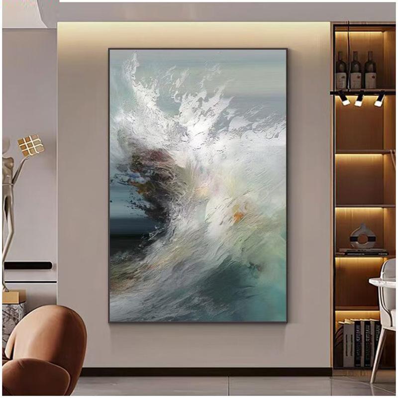 Colorful Abstract Oil Canvas Wall Art for Living Room & Bedroom - Frameless