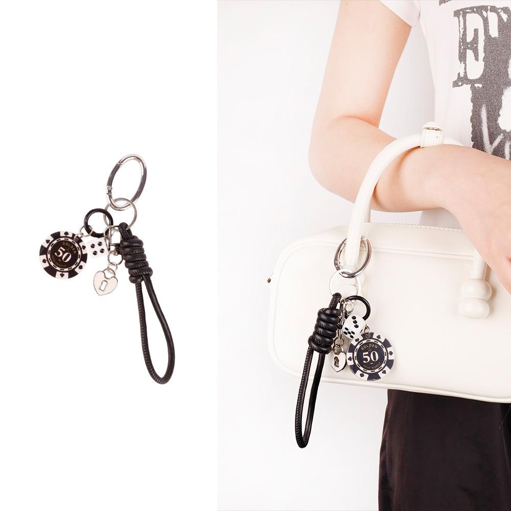 Heißverkauf geflochtene Seil Handy-Kettenbeutel Anhänger PU Texas Chip Sieb Schlüsselanhänger Charme Fabrik Direktverkauf