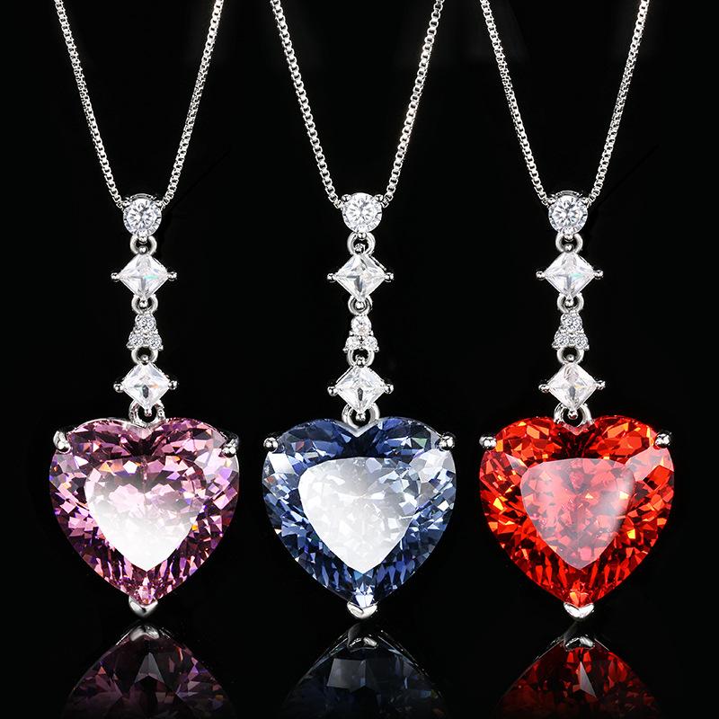 Autumn And Winter Jewelry Dry Rose Retro Big Heart Pendant Necklace Main Stone 20 * 20