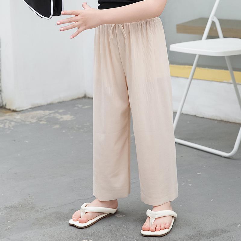 Calça Cropped de Perna Larga de Seda Gelada Repelente de Mosquitos de Verão para Meninas Mais Velhas 2026